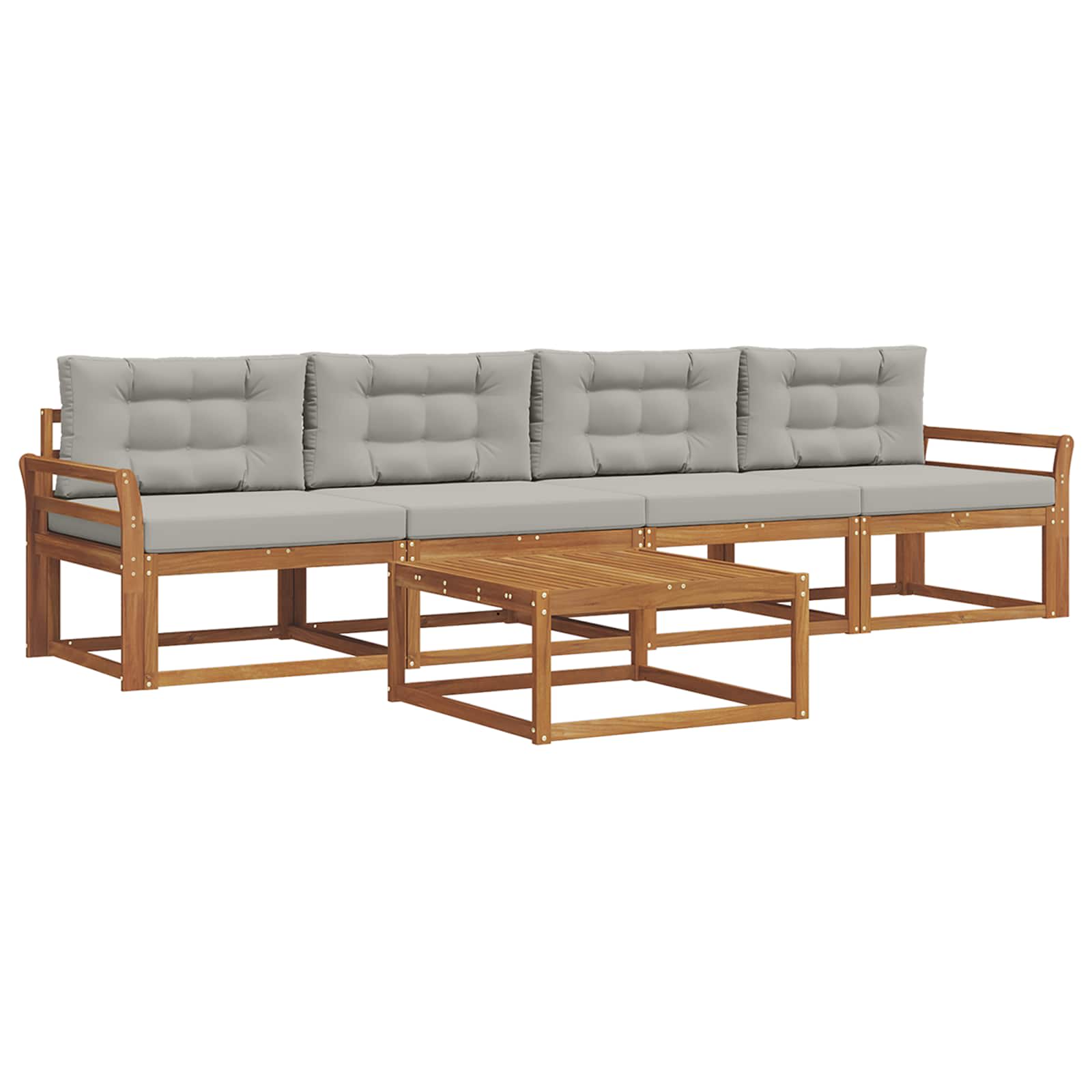 Set vanjskih sofa 5 pcs Prirodna i svijetlo siva