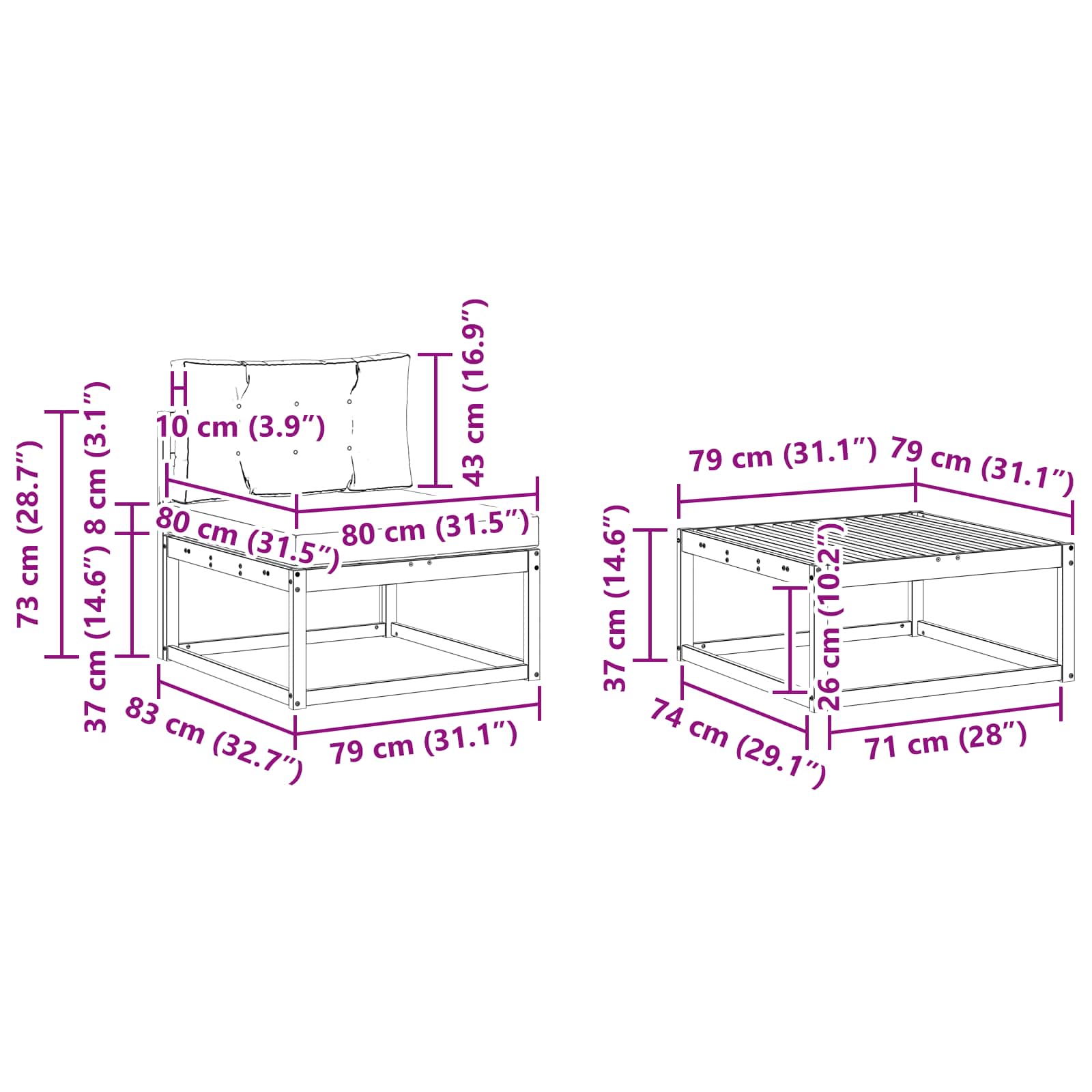 Set vanjskih sofa 5 pcs Prirodna i svijetlo siva
