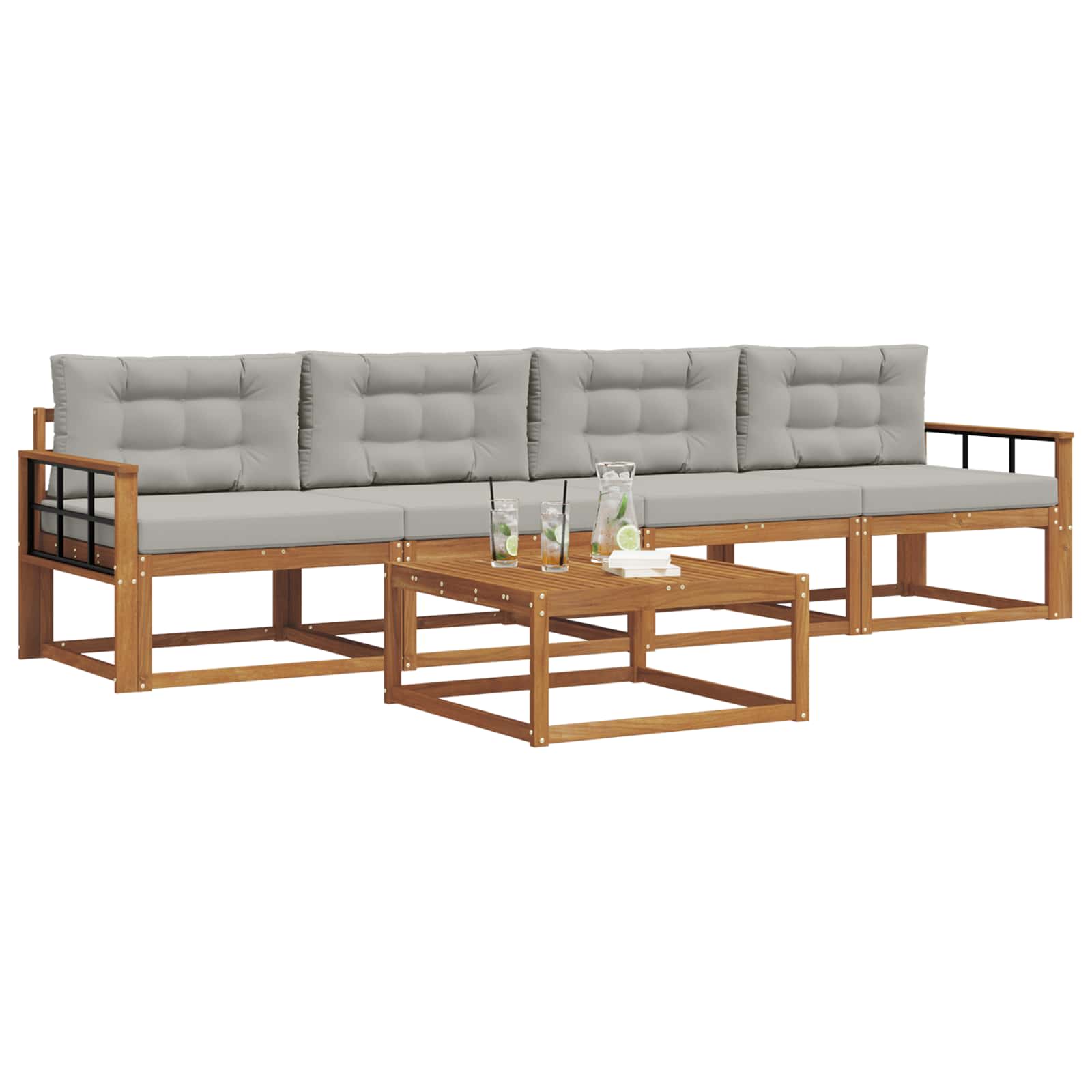 Set vanjskih sofa 5 pcs Prirodna i svijetlo siva