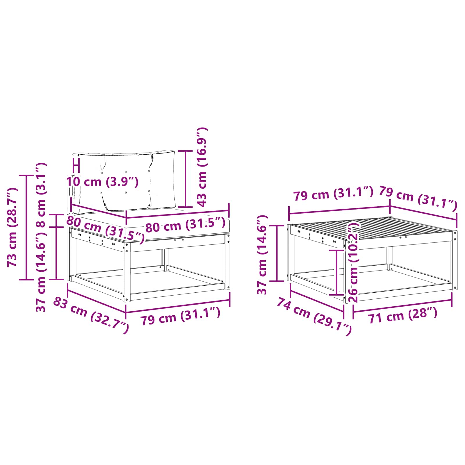 Set vanjskih sofa 5 pcs Prirodna i svijetlo siva