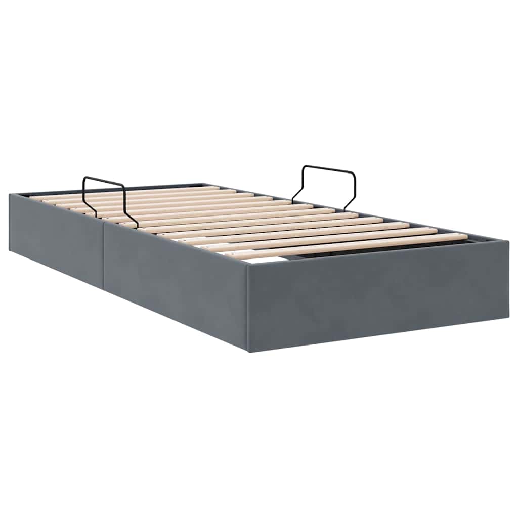Krevet s od storage s madracem Tamno siva 100 x 190 cm Baršun