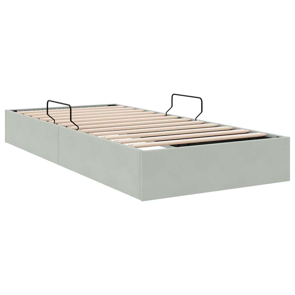 Krevet s od storage Svijetlo siva 100 x 203 cm Baršun