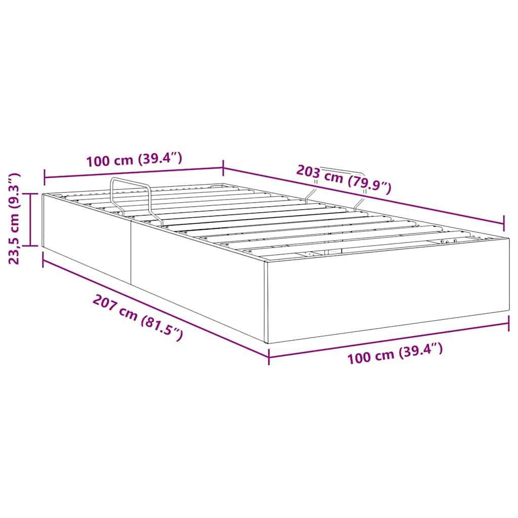 Krevet s od storage Svijetlo siva 100 x 203 cm Baršun