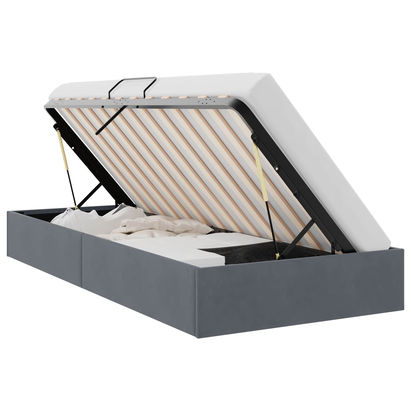 Krevet s od storage s madracem Tamno siva 100 x 203 cm Baršun