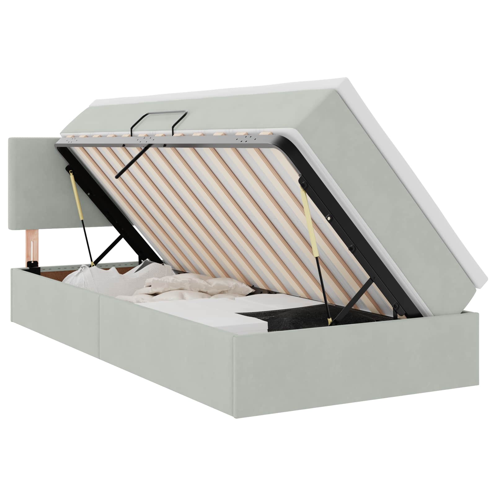 Krevet s od storage s madracem Svijetlo siva 90 x 200 cm Baršun