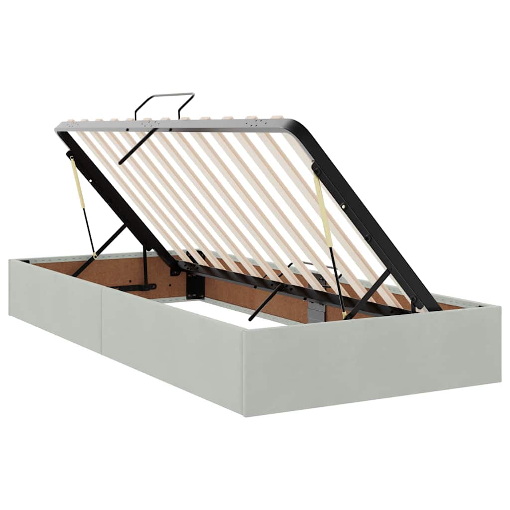 Krevet s od storage s madracem Svijetlo siva 90 x 200 cm Baršun