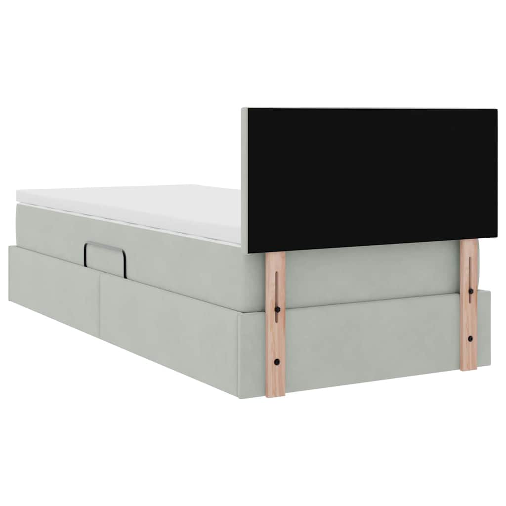 Krevet s od storage s madracem Svijetlo siva 90 x 200 cm Baršun