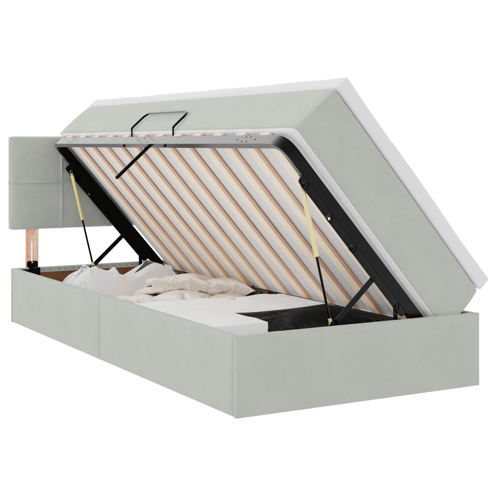 Krevet s od storage s madracem Svijetlo siva 90 x 200 cm Baršun