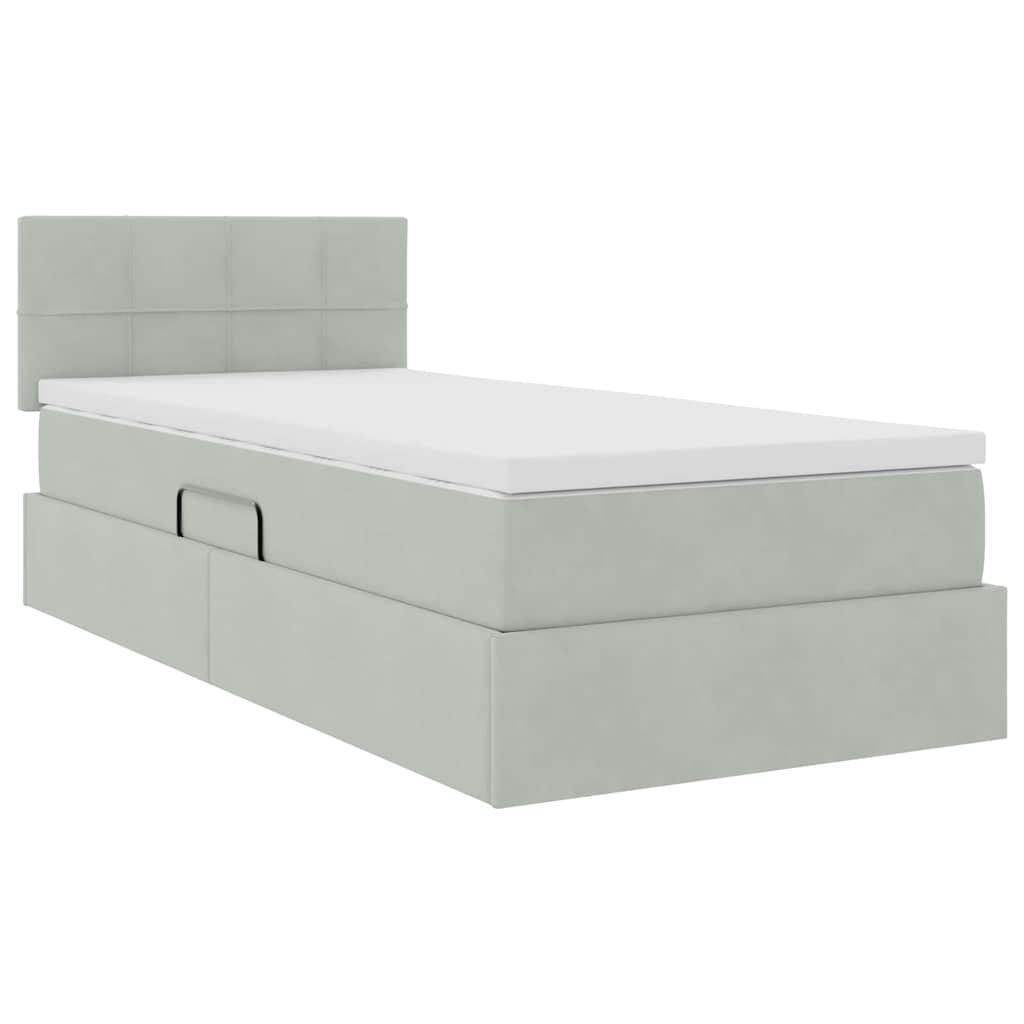 Krevet s od storage s madracem Svijetlo siva 90 x 200 cm Baršun
