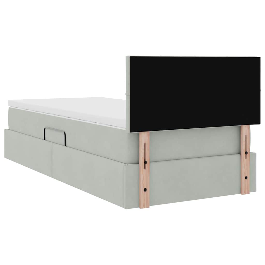 Krevet s od storage s madracem Svijetlo siva 90 x 200 cm Baršun