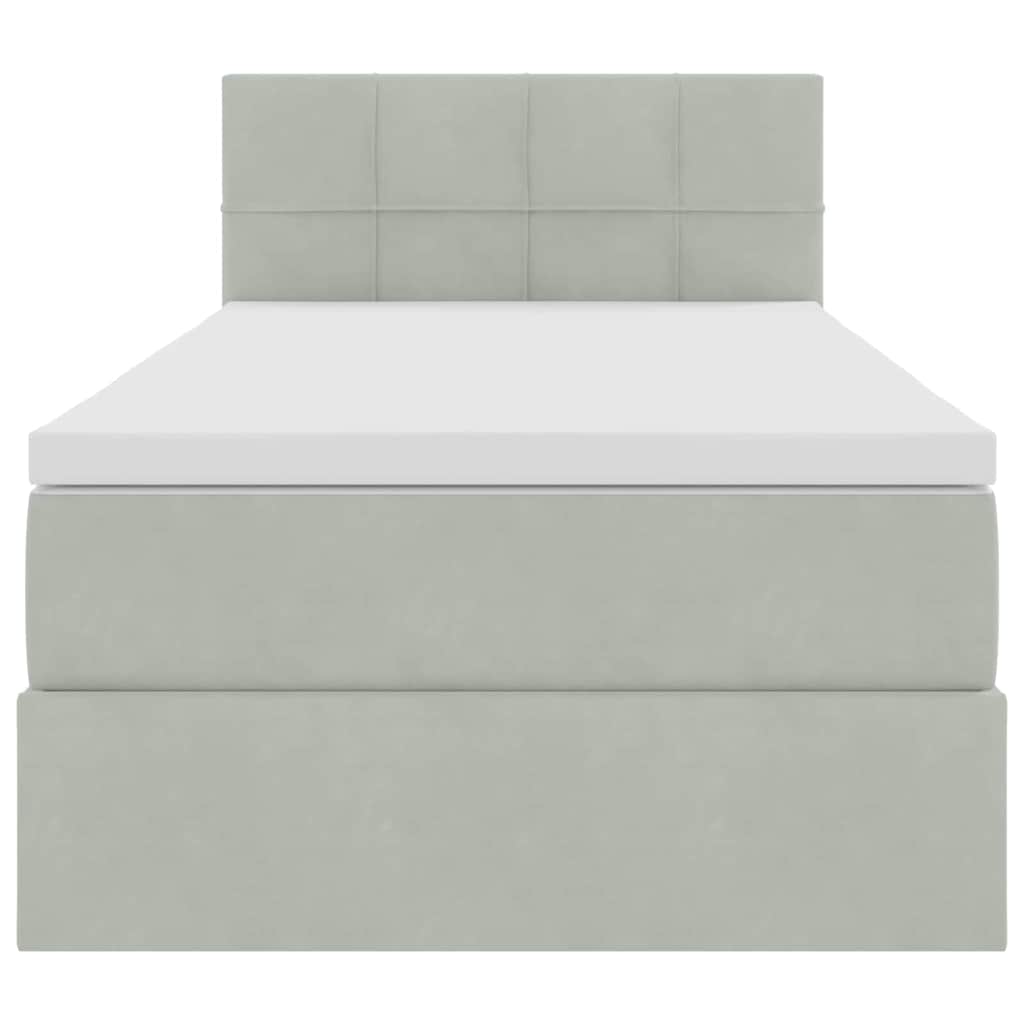Krevet s od storage s madracem Svijetlo siva 90 x 200 cm Baršun