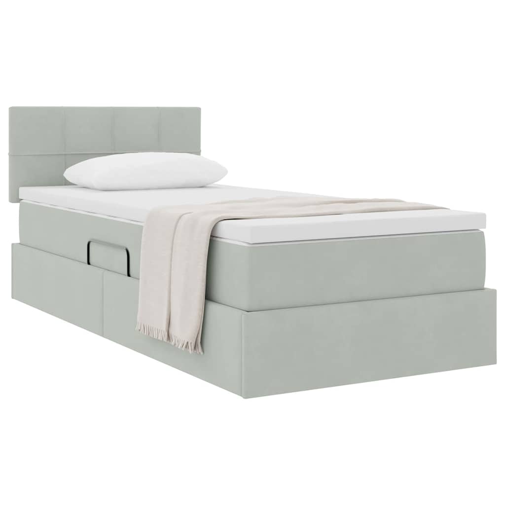 Krevet s od storage s madracem Svijetlo siva 90 x 200 cm Baršun