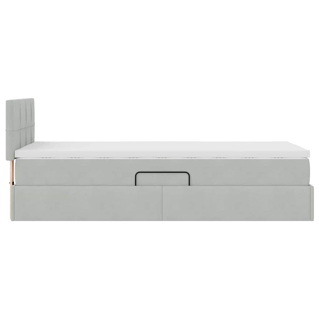 Krevet s od storage s madracem Svijetlo siva 90 x 200 cm Baršun