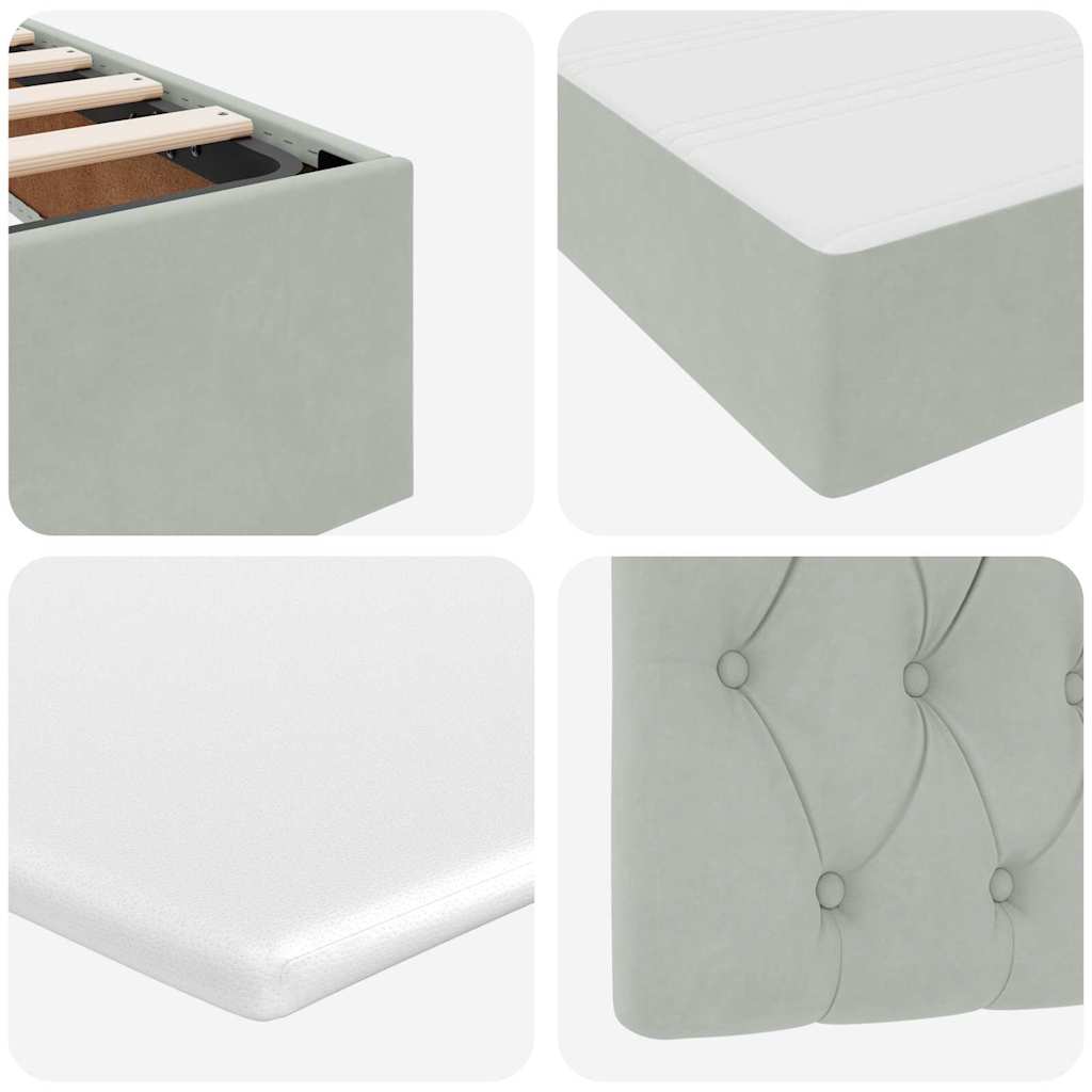 Krevet s od storage s madracem Svijetlo siva 90 x 200 cm Baršun