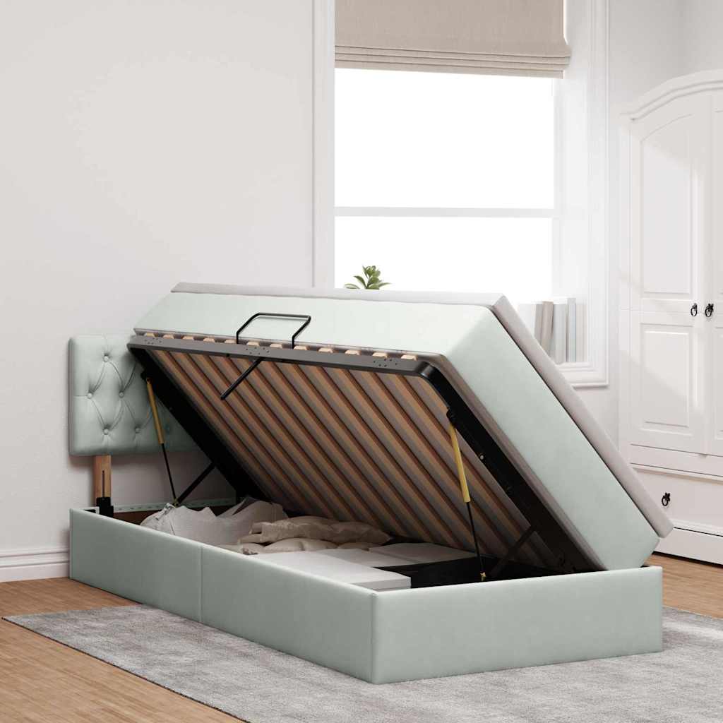 Krevet s od storage s madracem Svijetlo siva 90 x 200 cm Baršun