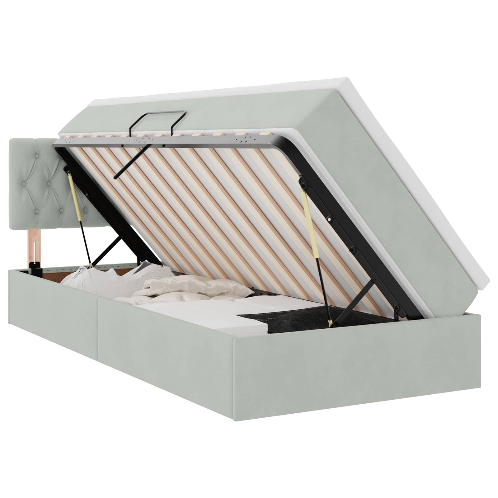 Krevet s od storage s madracem Svijetlo siva 90 x 200 cm Baršun