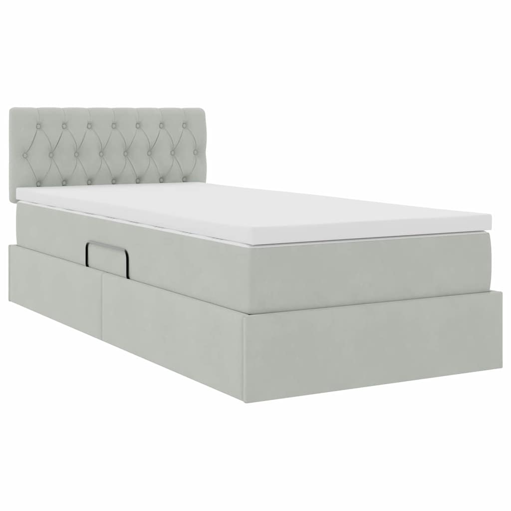 Krevet s od storage s madracem Svijetlo siva 90 x 200 cm Baršun