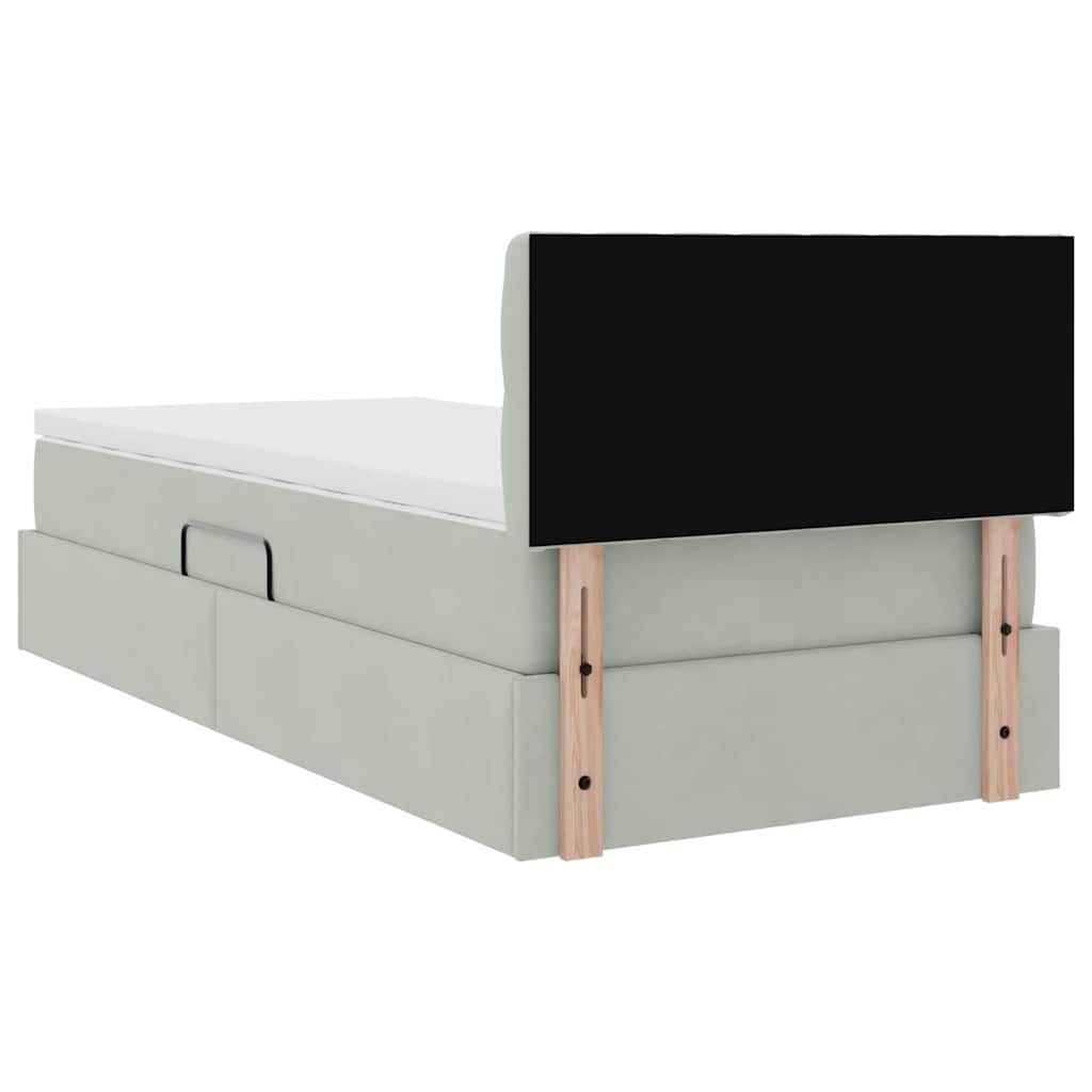 Krevet s od storage s madracem Svijetlo siva 90 x 200 cm Baršun