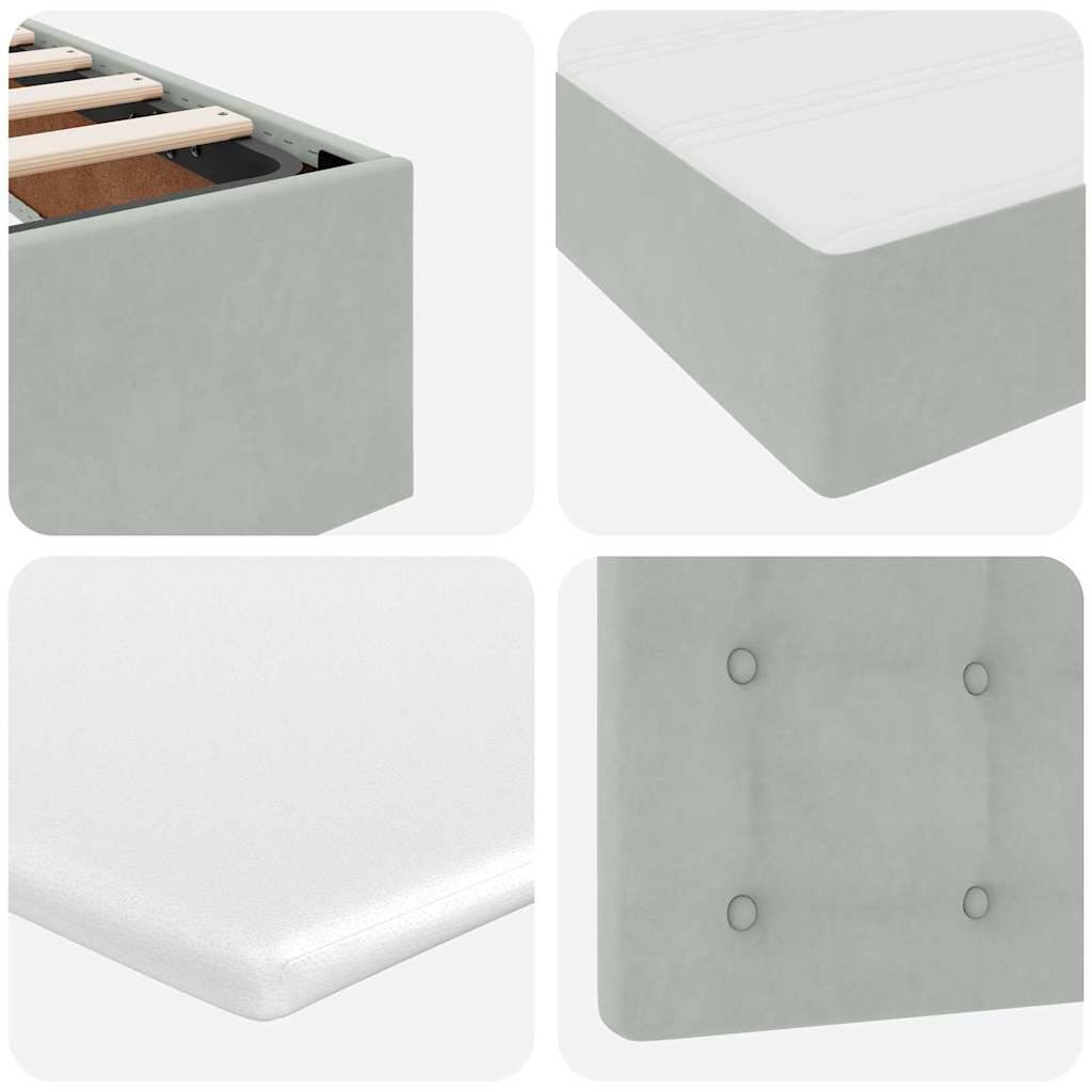 Krevet s od storage s madracem Svijetlo siva 90 x 200 cm Baršun