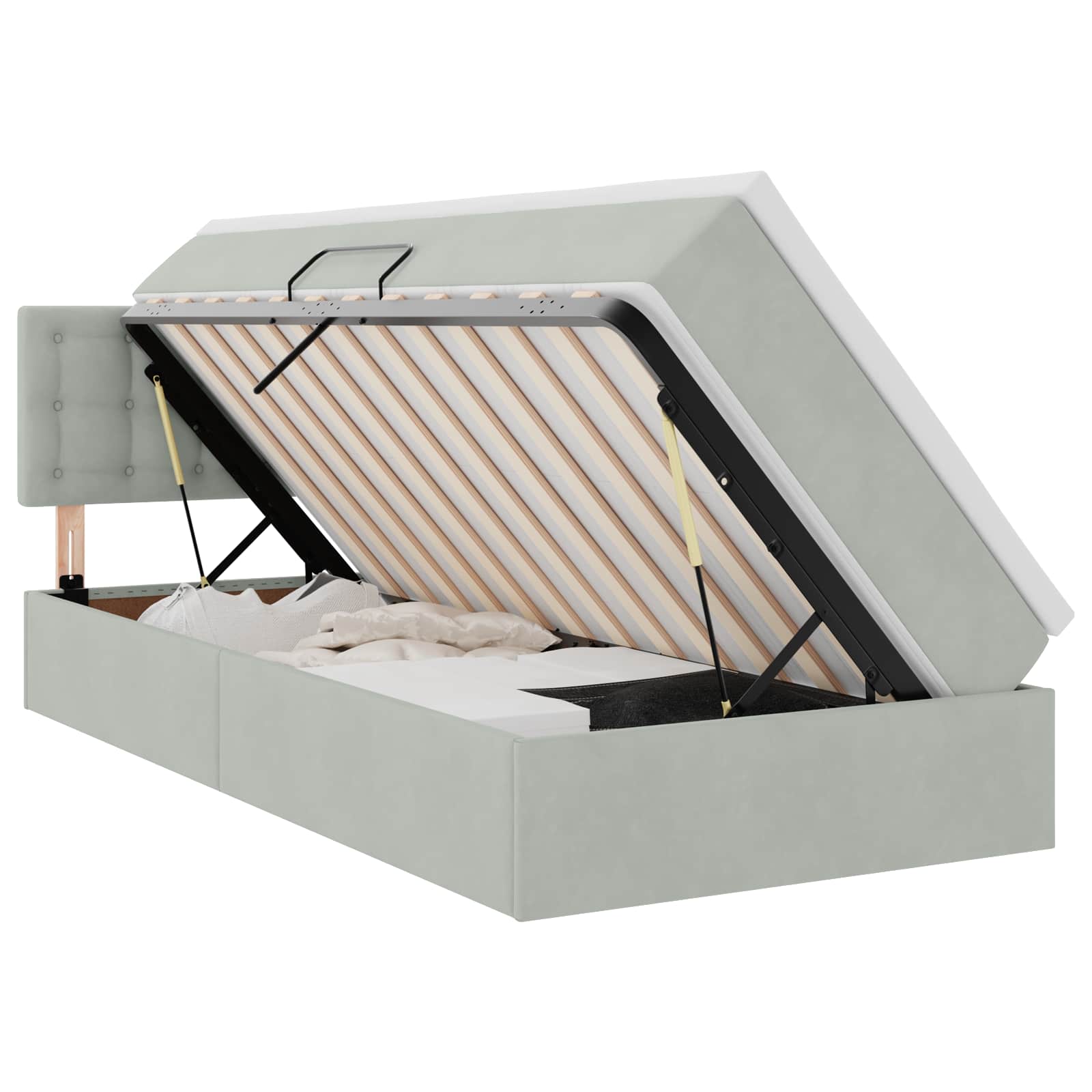 Krevet s od storage s madracem Svijetlo siva 90 x 200 cm Baršun