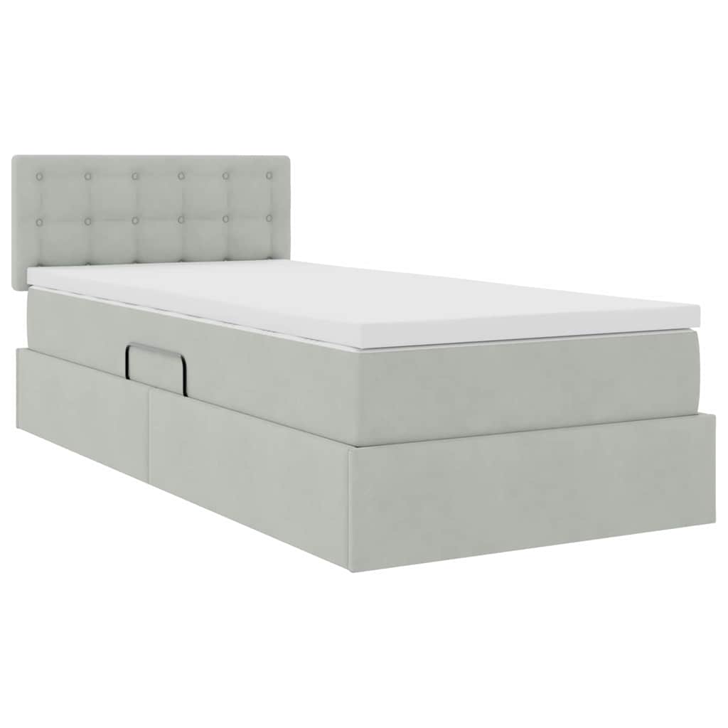 Krevet s od storage s madracem Svijetlo siva 90 x 200 cm Baršun