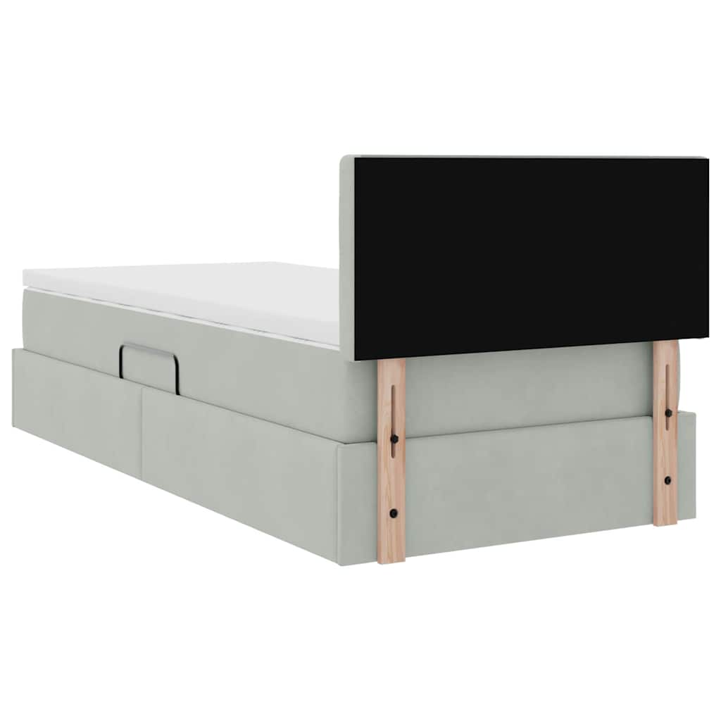 Krevet s od storage s madracem Svijetlo siva 90 x 200 cm Baršun
