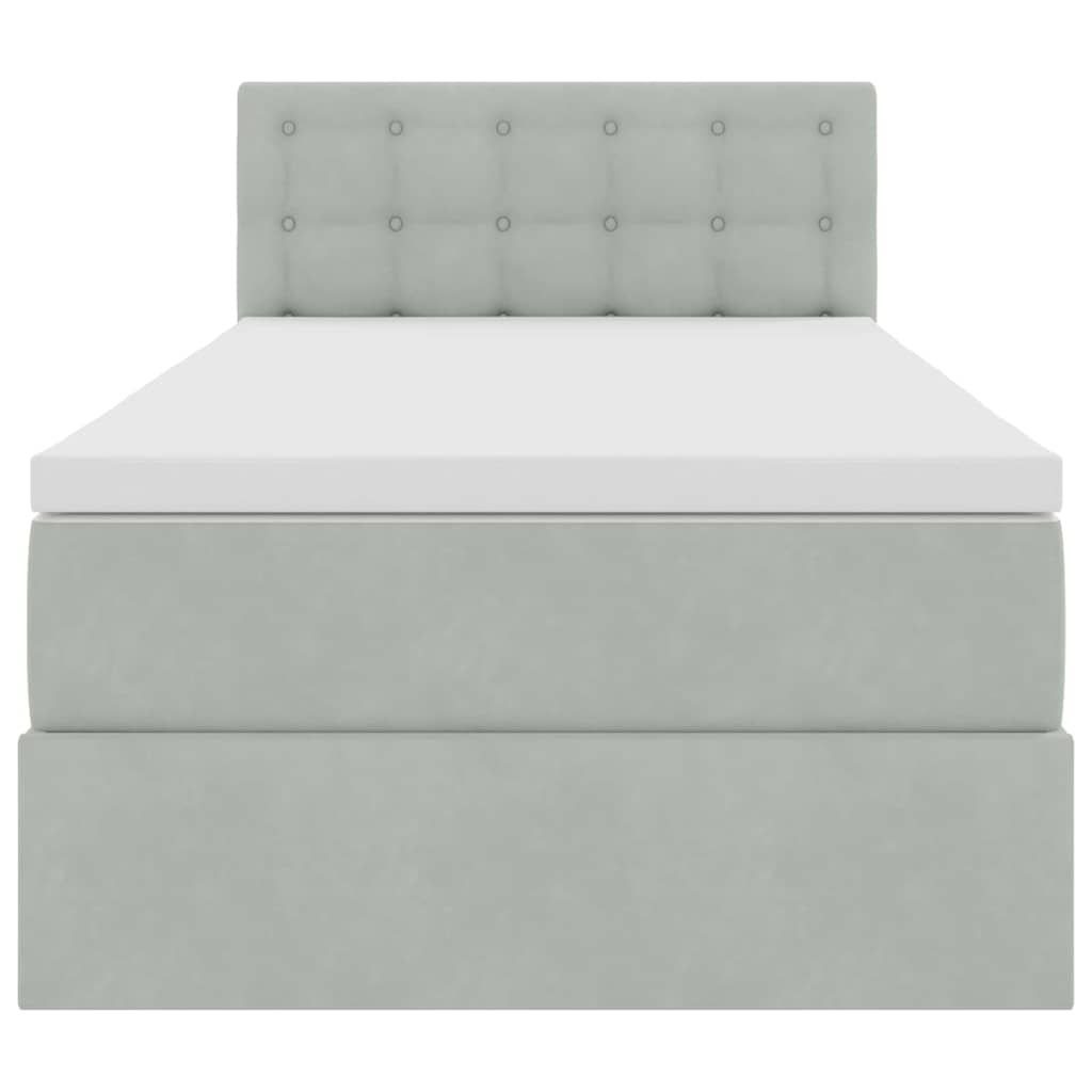 Krevet s od storage s madracem Svijetlo siva 90 x 200 cm Baršun