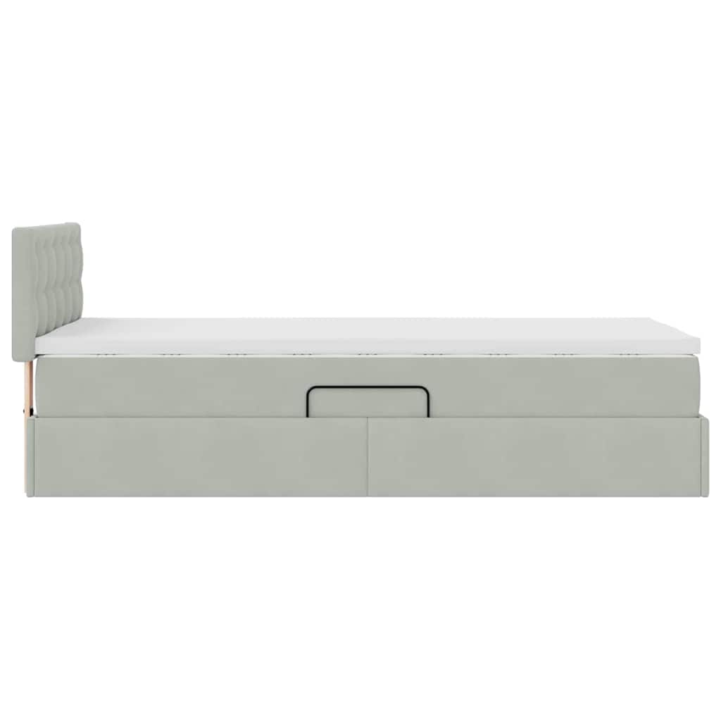 Krevet s od storage s madracem Svijetlo siva 90 x 200 cm Baršun