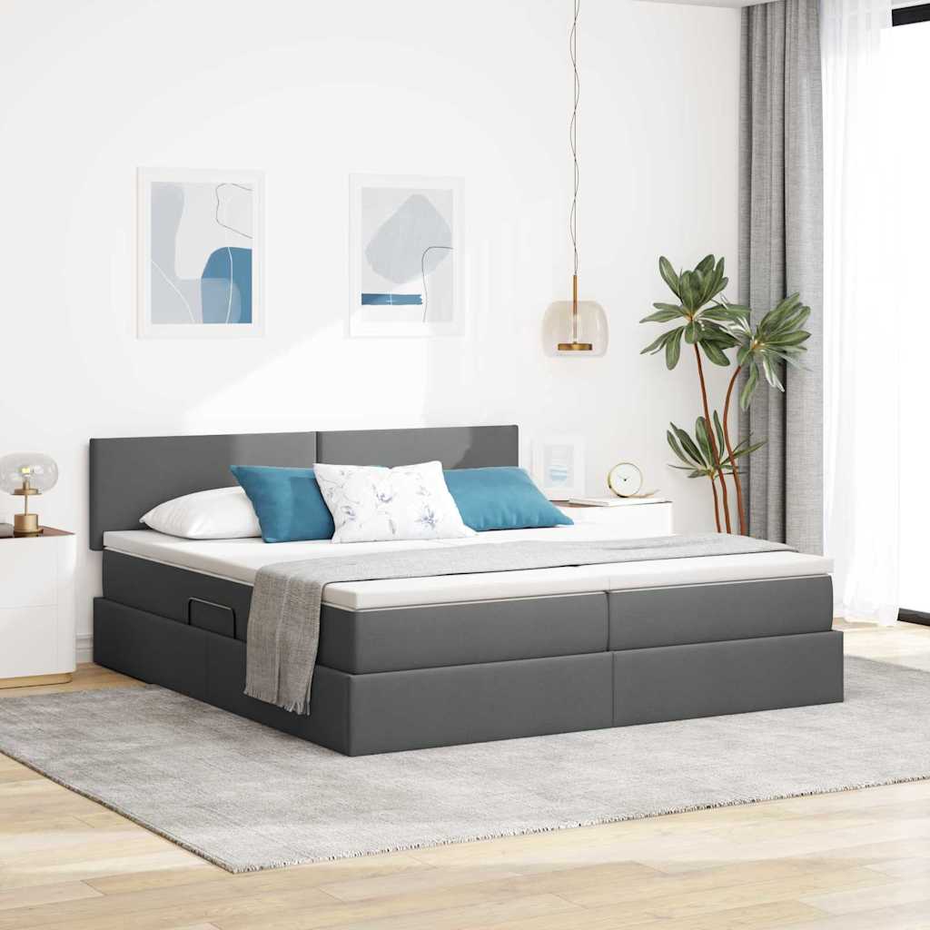 Krevet s od storage Tamno siva 180 x 200 cm Lažna koža