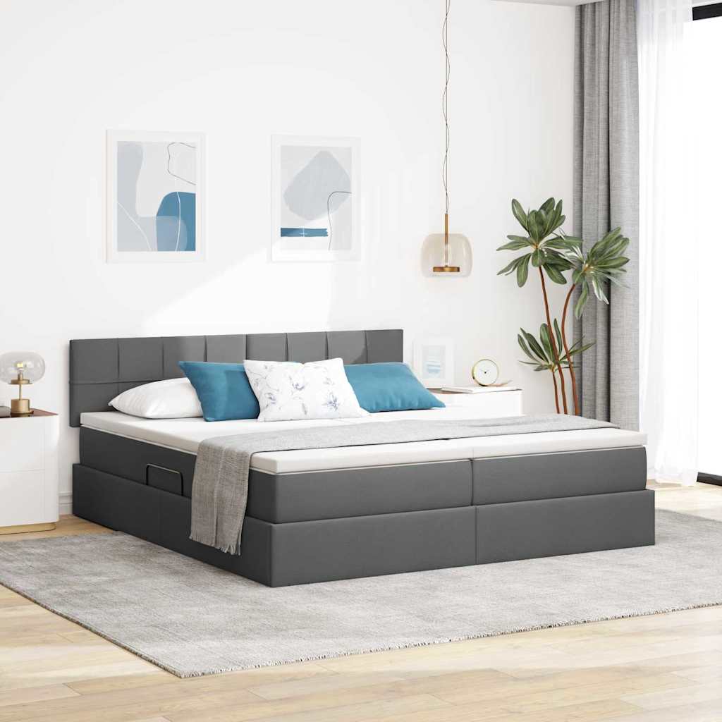 Krevet s od storage Tamno siva 180 x 200 cm Lažna koža