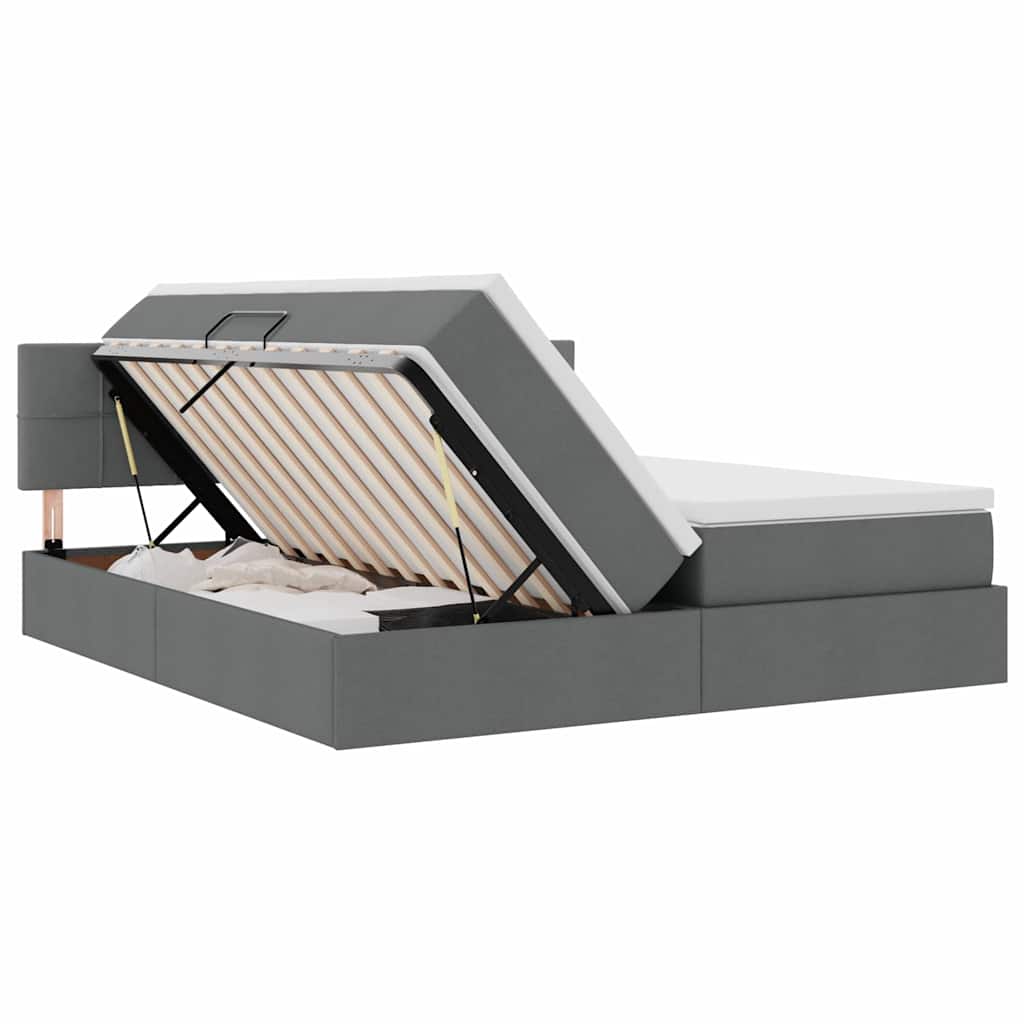 Krevet s od storage Tamno siva 180 x 200 cm Lažna koža