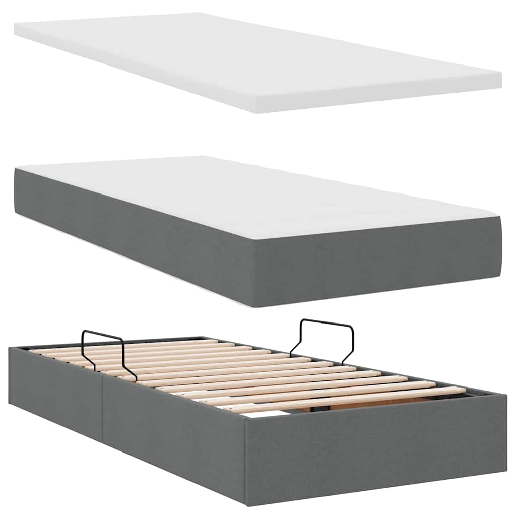 Krevet s od storage Tamno siva 180 x 200 cm Lažna koža