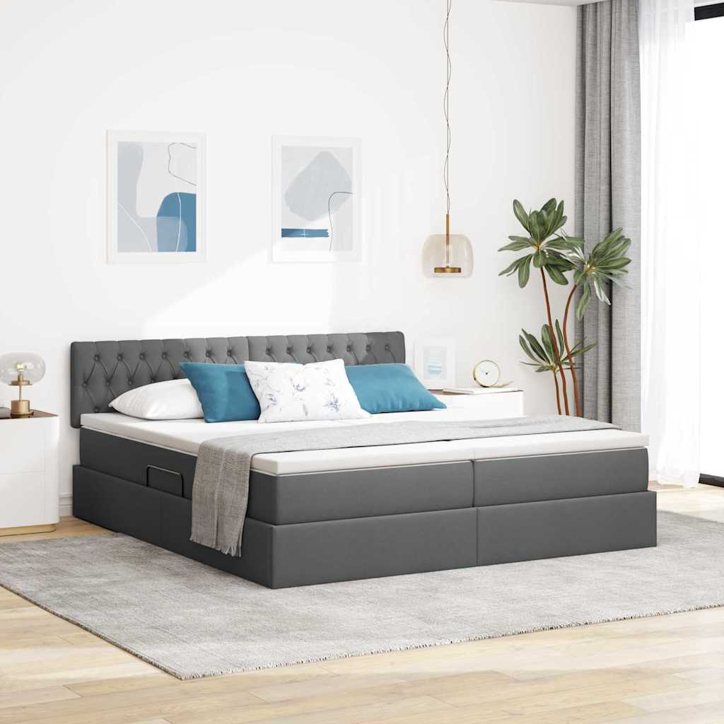 Krevet s od storage Tamno siva 180 x 200 cm Lažna koža