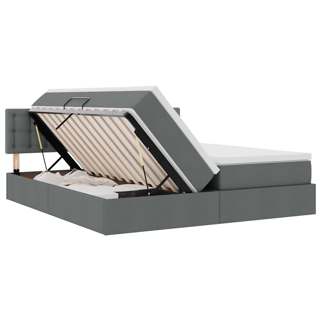 Krevet s od storage Tamno siva 180 x 200 cm Lažna koža
