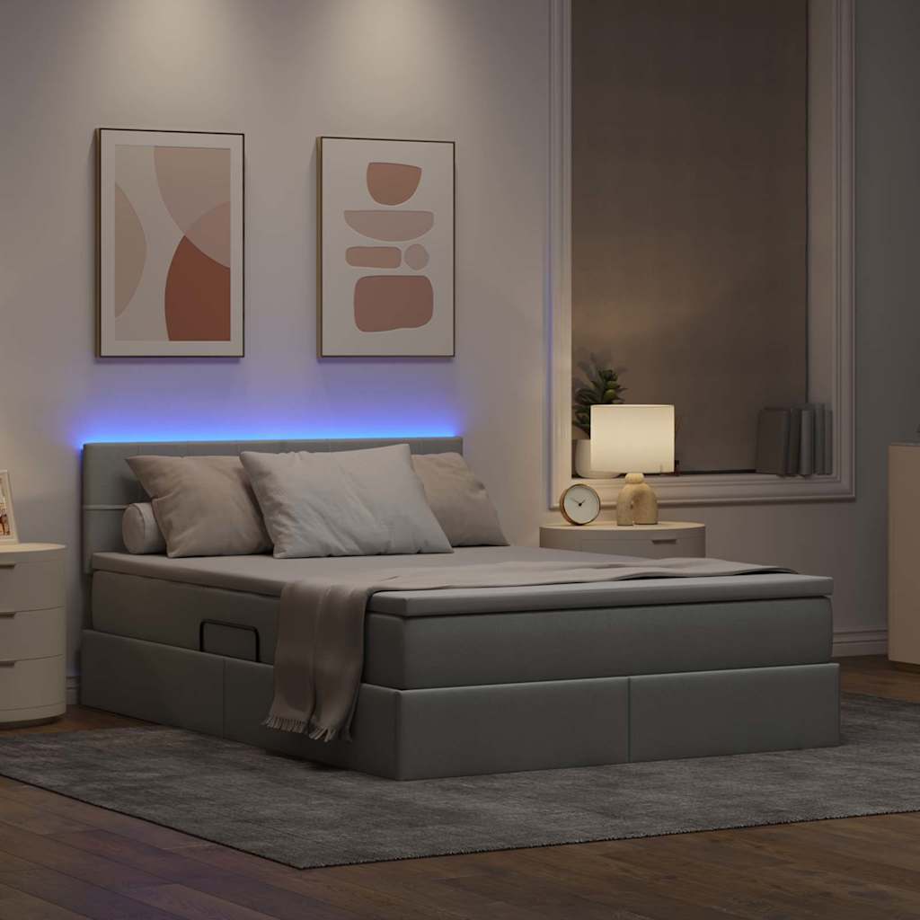 LED krevet za pohranu s madracem Svjetlosiva 140 x 200 cm