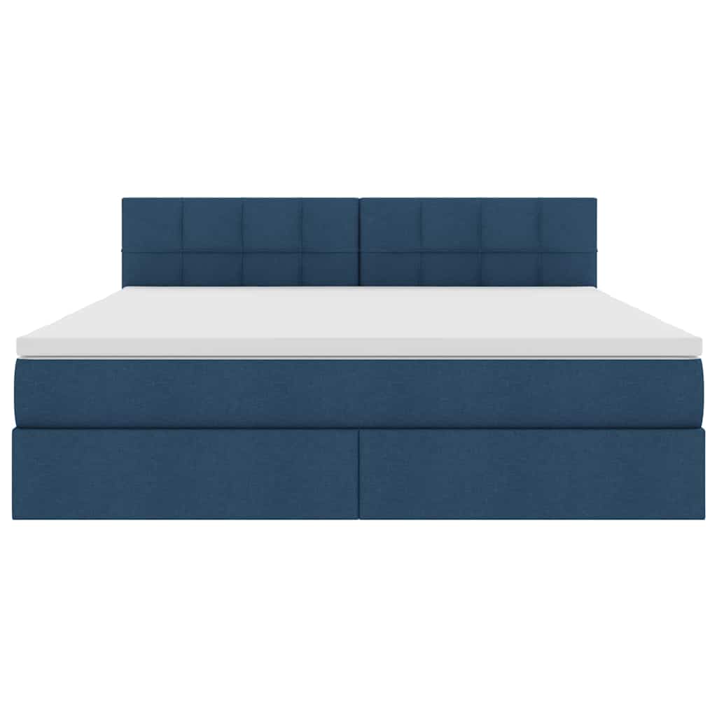 LED krevet za pohranu s madracem Plava 160 x 200 cm Tkanina