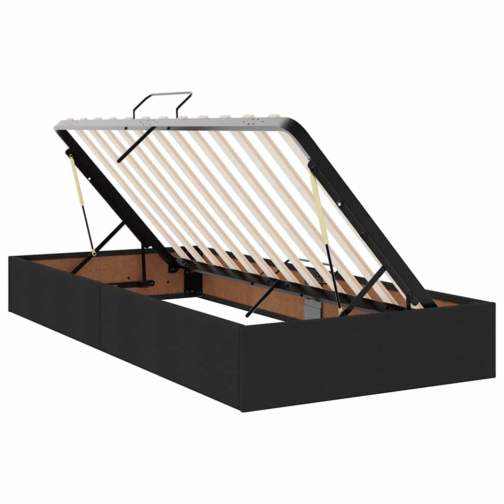 LED krevet za pohranu s madracem Crna 90 x 190 cm Tkanina