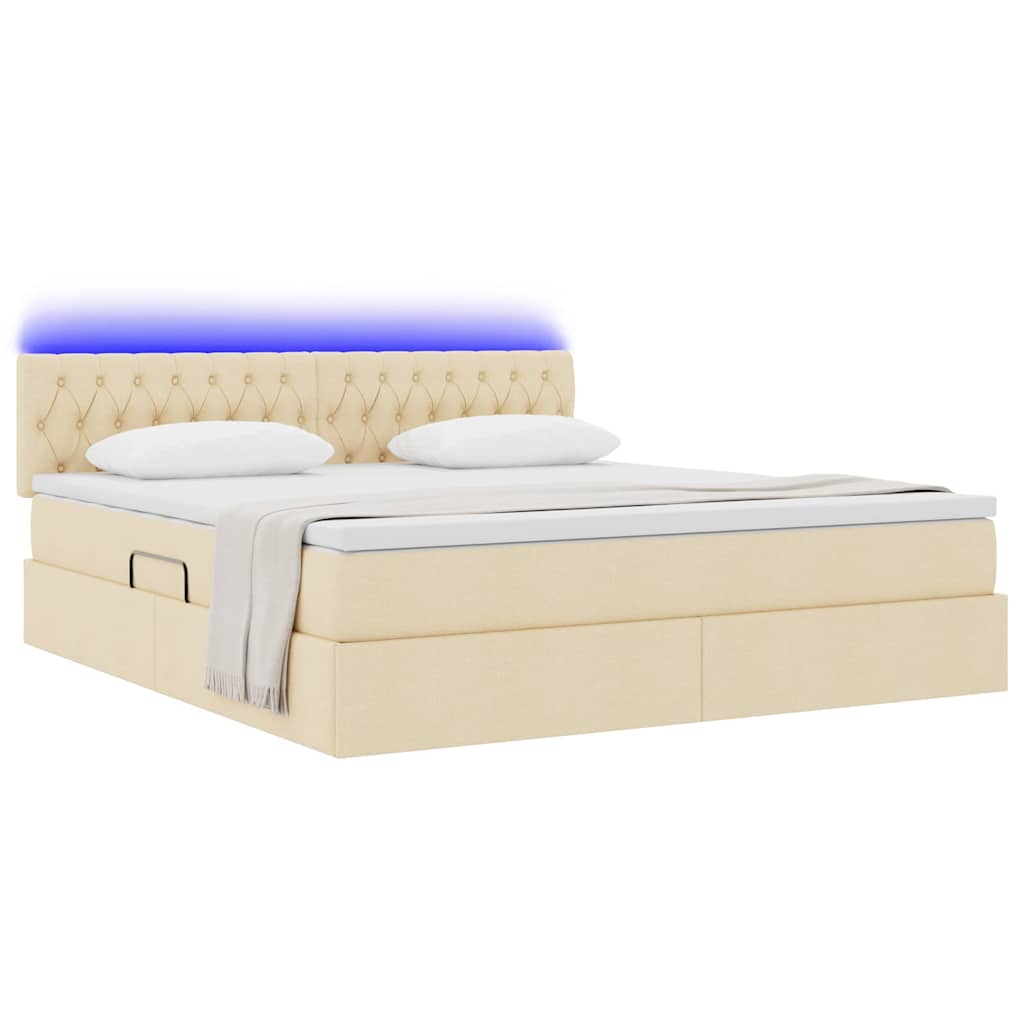 Krevet s prostorom za pohranu s LED-om Krema 160 x 200 cm
