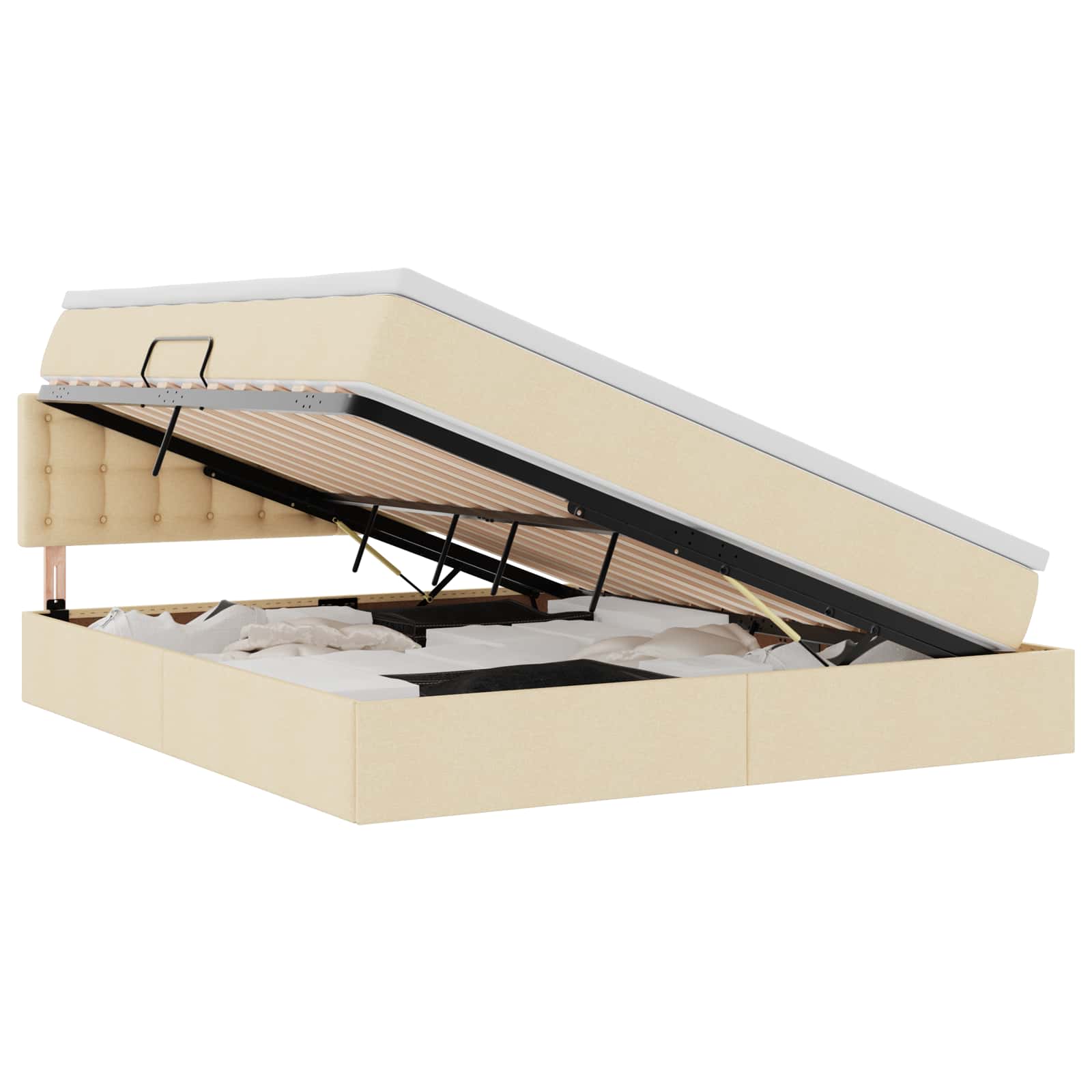 Krevet s prostorom za pohranu s LED-om Krema 160 x 200 cm