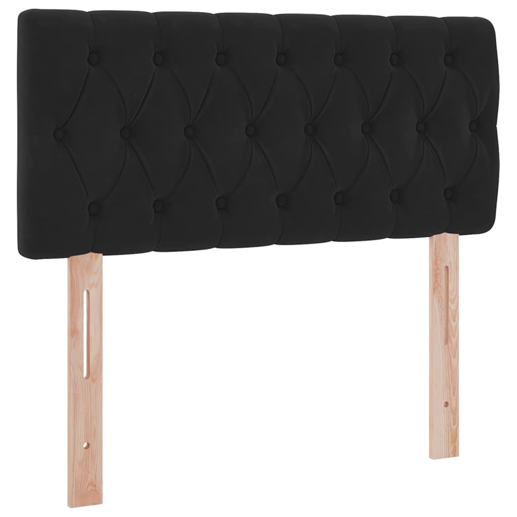 LED krevet za pohranu s madracem Crna 90 x 190 cm Baršun
