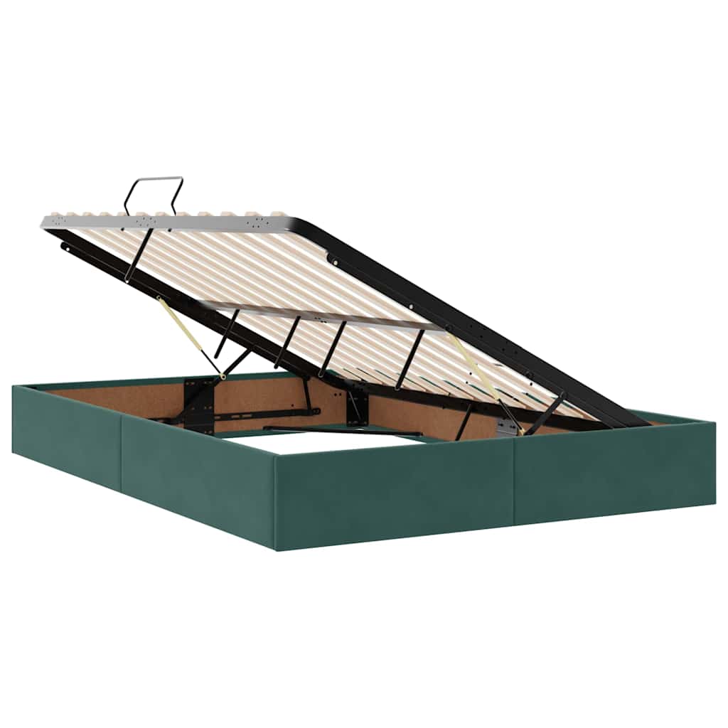 LED krevet za pohranu s madracem Tamnozelena 140 x 190 cm