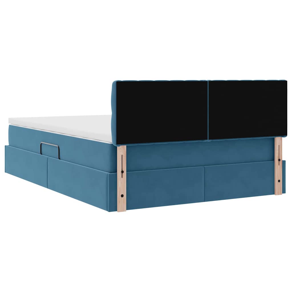 LED krevet za pohranu s madracem Tamno plava 140 x 200 cm