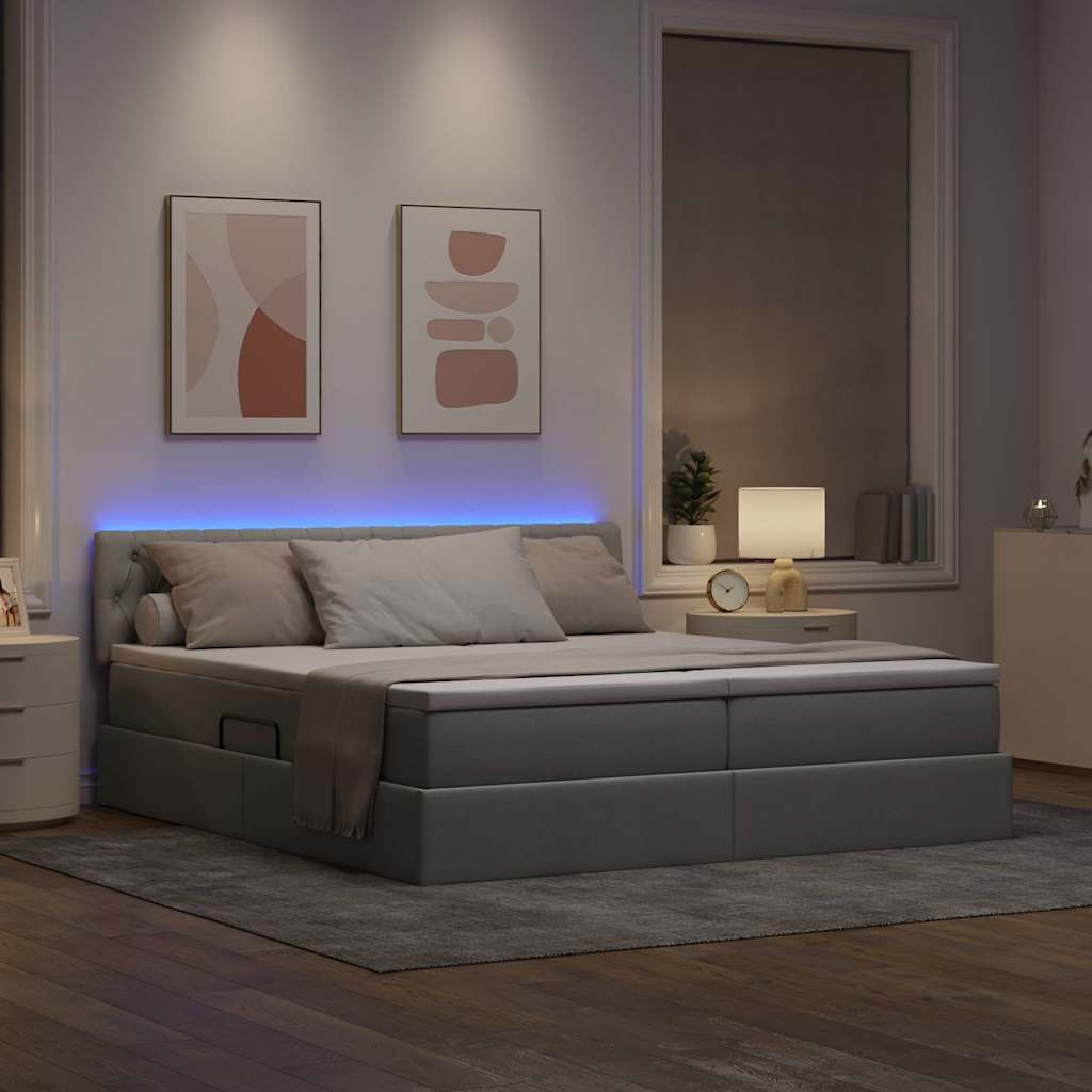 LED krevet za pohranu s madracem Svjetlosiva 180 x 200 cm
