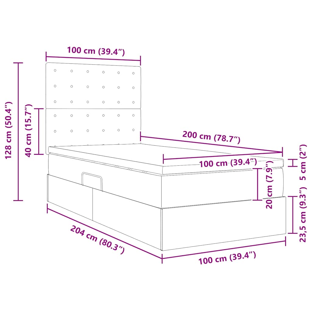 Krevet s od storage s pohranom Kapućino 100 x 200 cm Lažna koža