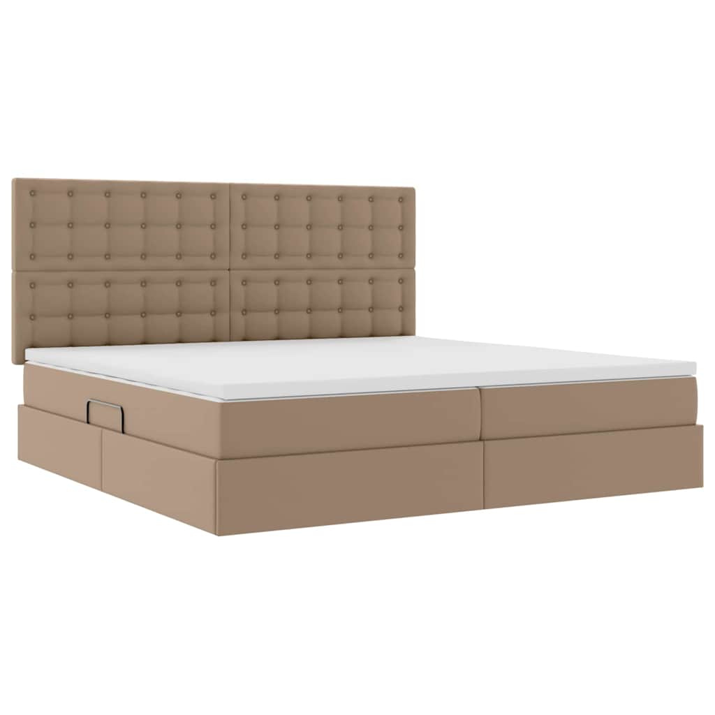 Krevet s od storage s madracem Kapućino 200 x 200 cm Lažna koža