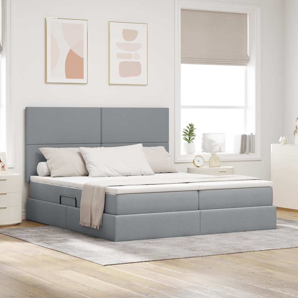Krevet s od storage s pohranom Svjetlosiva 180 x 200 cm Tkanina