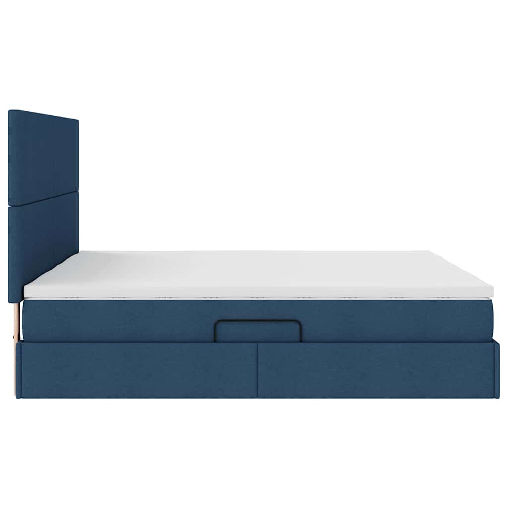 Krevet s od storage s uzglavljem Plava 180 x 200 cm Tkanina