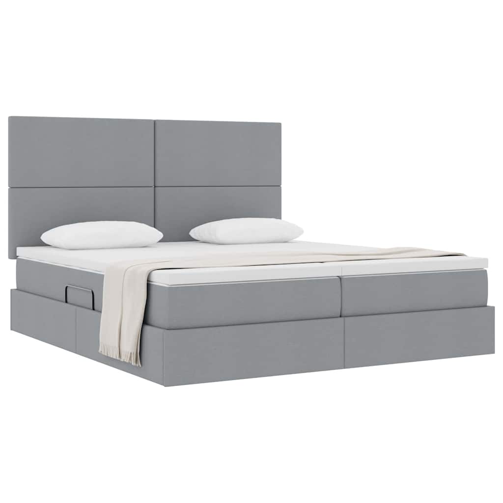 Krevet s od storage s pohranom Svjetlosiva 200 x 200 cm Tkanina