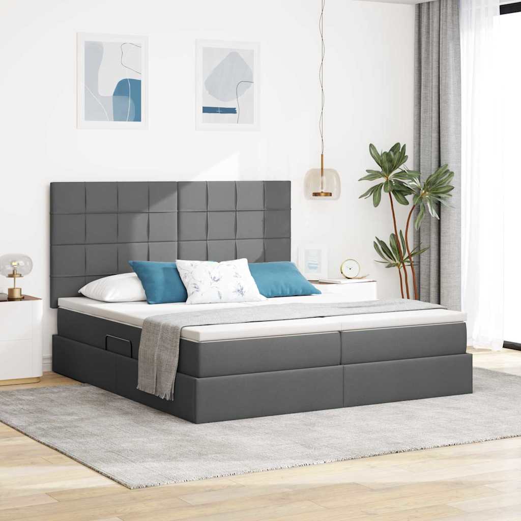 Krevet s od storage Tamno siva 180 x 200 cm Lažna koža