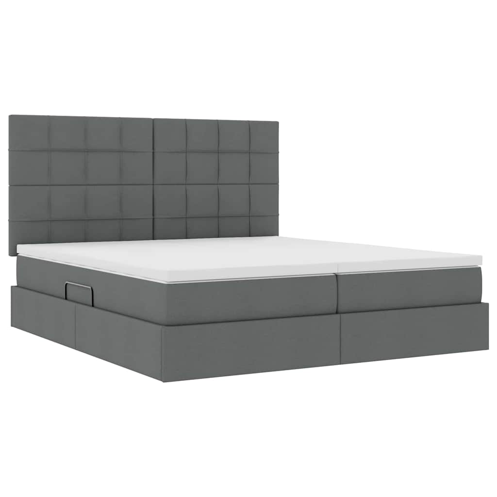 Krevet s od storage s uzglavljem Tamnosiva 180 x 200 cm Tkanina